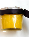4 oz jar with black satin ribbon